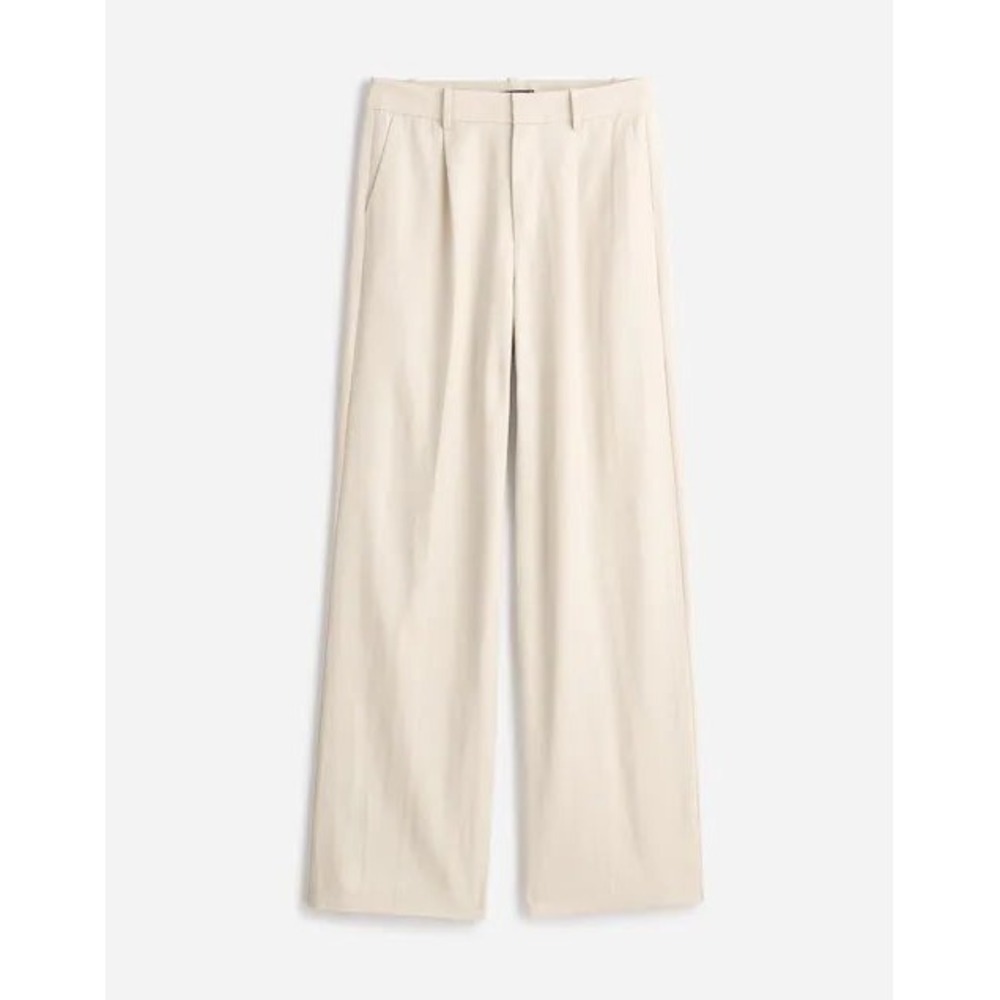 Madewell Slouchy Straight Pants Drapery Twill Relaxed Sz 6 Trousers Beige Linen
